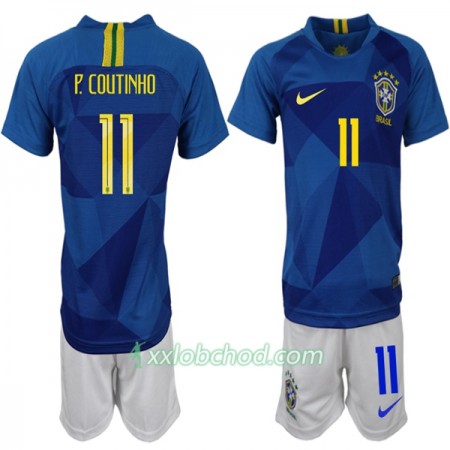 Fotbalové dresy Brazílie P. Coutinho 11 Dětské MS 2018 Venkovní Dres